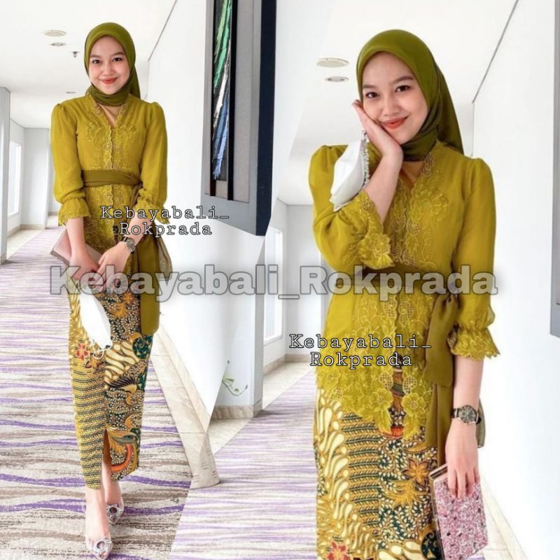 Jual KEBAYA BALI BORDIR MODEL TANGAN BALON SETELAN HIJAB JILBAB ...