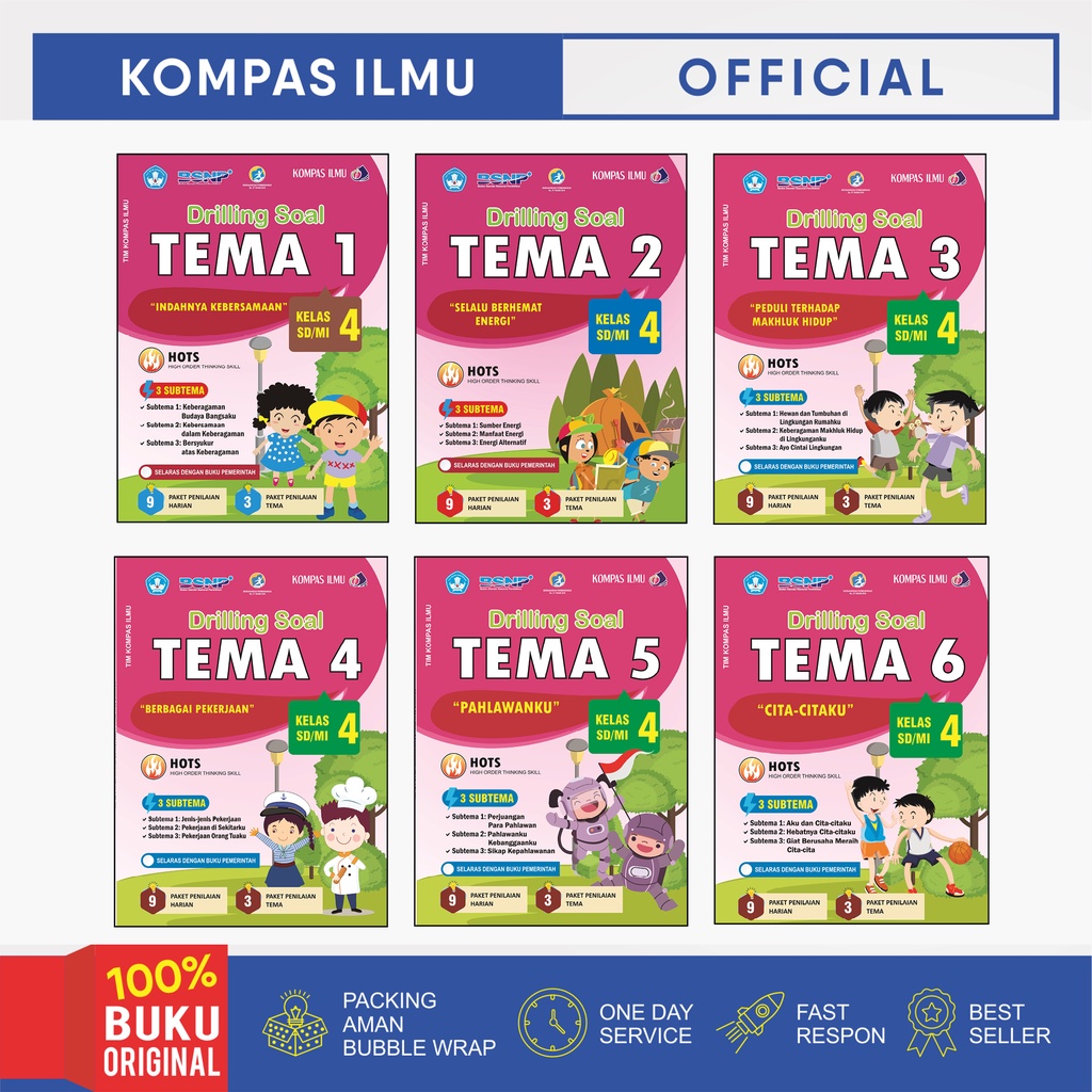 Jual Kompas Ilmu Buku Drilling Soal Tematik SD/MI Kelas 4 Tema 1 2 3 4 ...
