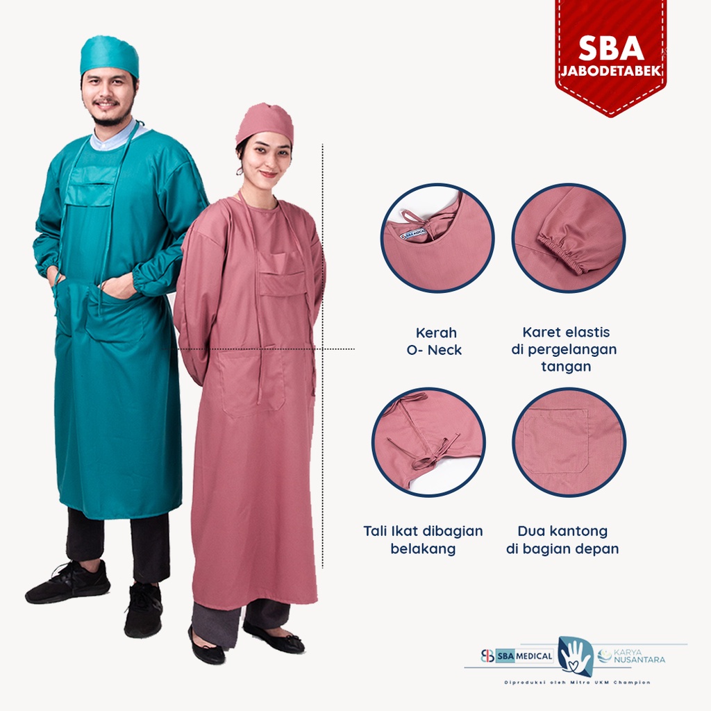 Jual SBA Medical Surgical Gown Operasi Premium | Gown APD Toyobo | Baju ...