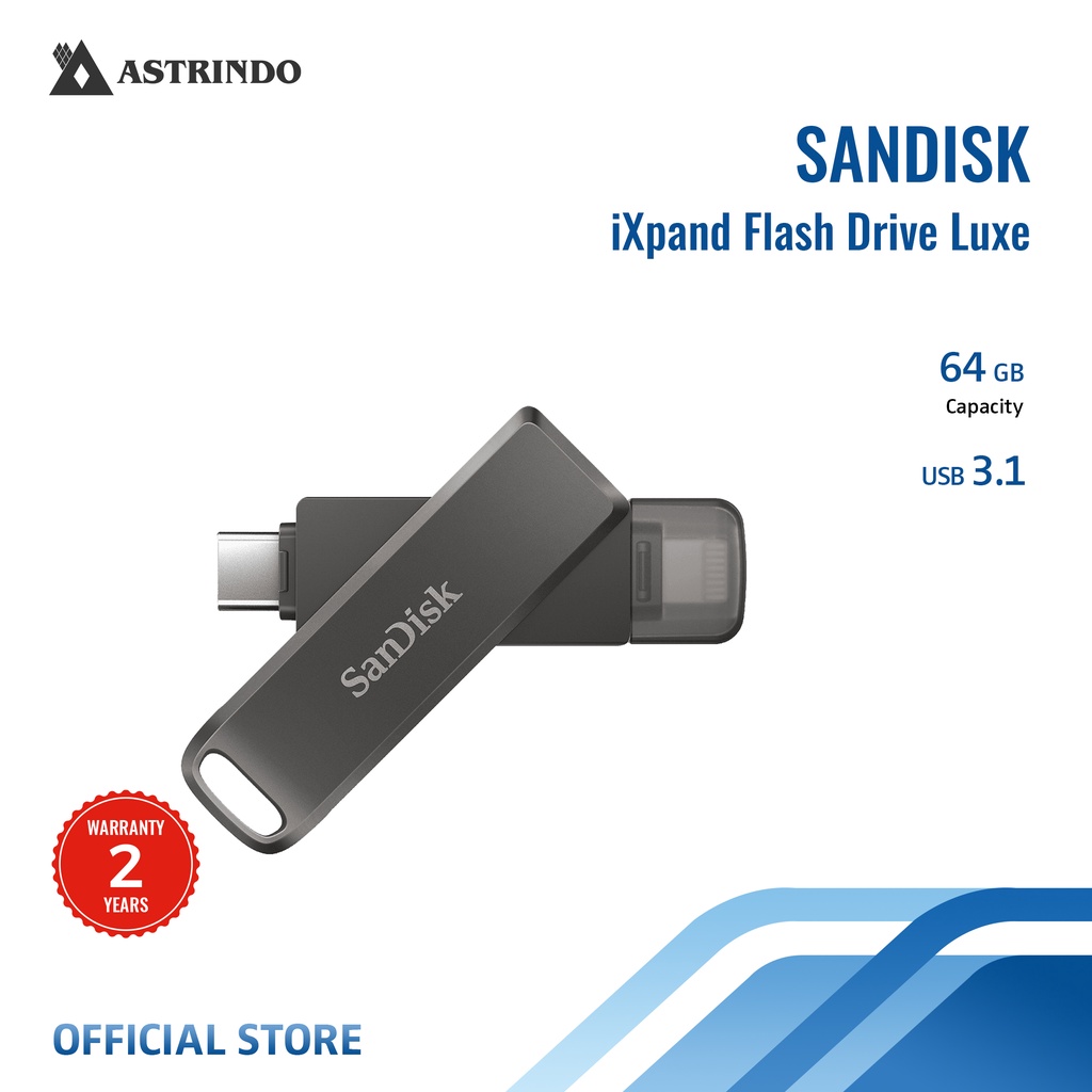 SanDisk IXpand Flash Drive 64GB Type A + Lightning, Flash Sürücü, MacOS Ve PC Için