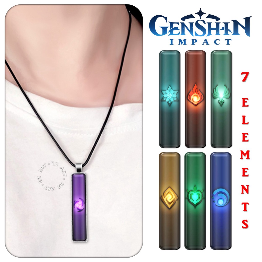 Jual KALUNG ANIME GENSHIN IMPACT 7 ELEMENTS MODEL LIONTIN KACA PERSEGI ...