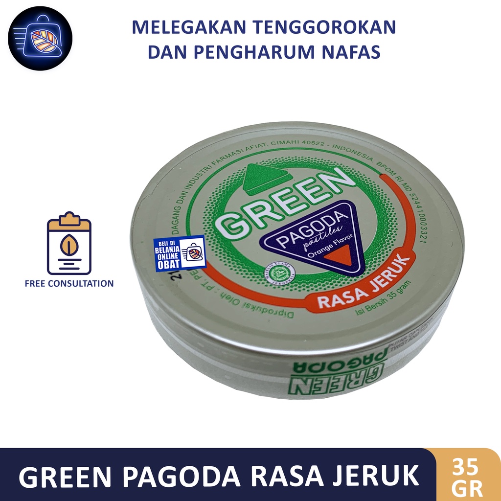 Jual GREEN PAGODA PASTILES RASA JERUK // Permen Pelega Tenggorokan ...