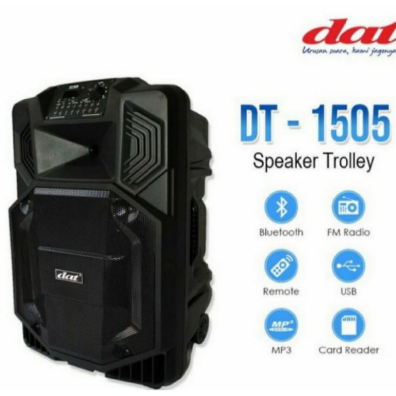 Jual DISTRIBUTOR SPEAKER PORTABLE DAT 1505 MIC WIRELESS GARANSI RESMI ...