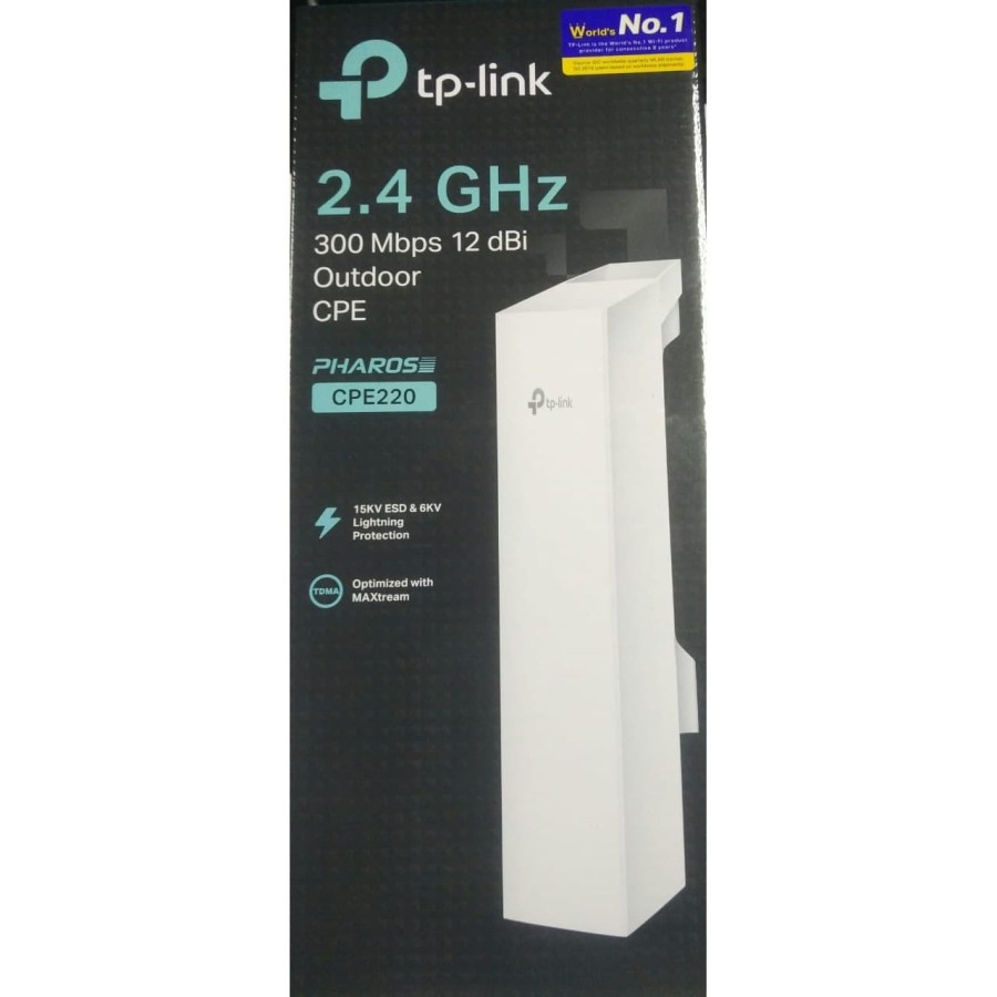 CPE Extérieur TP-Link CPE220 2,4 GHz 300 Mbps - Portée 13 Km+, Pont Sans Fil Point à Point, Alimentation PoE