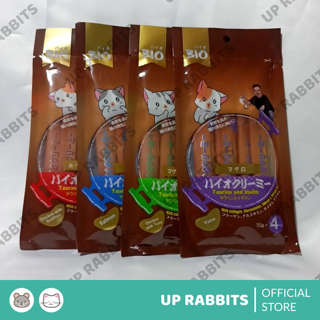 Jual snack kucing makanan kucing bio creamy snack 4pcs | Shopee Indonesia