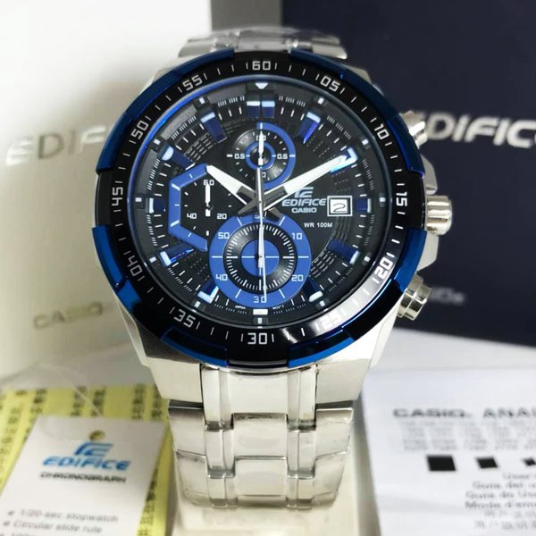 Jam Tangan Pria Casio Edifice EFR 539 Silver Blue Original B M