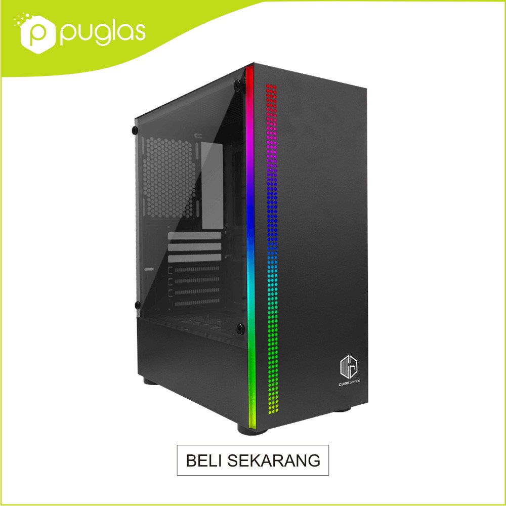 Jual Casing Komputer Cube Gaming MIXI Tempered Glass Rainbow LED Strip ...