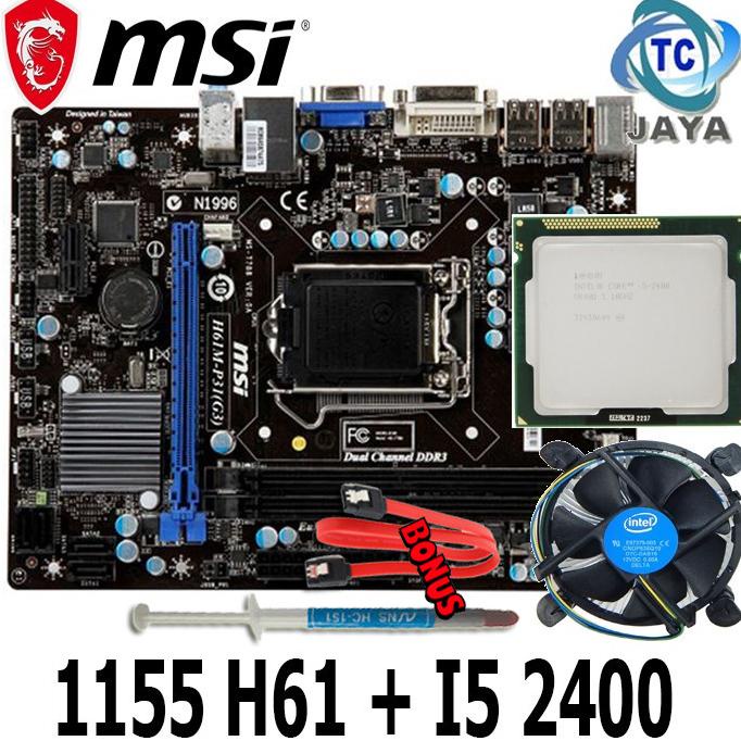 Jual Paket Motherboard Intel Lga 1155 H61 Msi Dengan Processor Core I5 2400 Shopee Indonesia