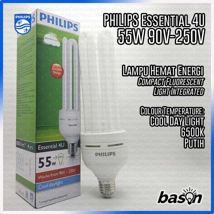 Jual PHILIPS ESSENTIAL 4U 55W E27 - Lampu Hemat Energi | Shopee Indonesia