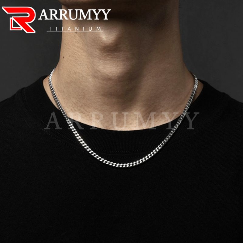 Jual Arrumyy Kalung Pria Rantai Titanium Original Silver Anti Karat