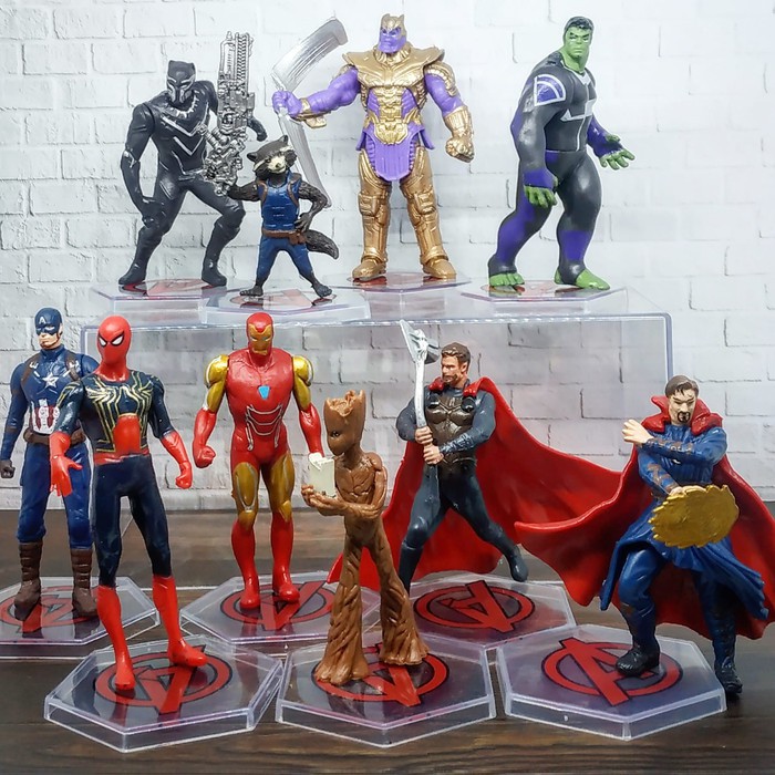 Jual Avengers Marvel Iron Man Hulk Thor Groot Action Figure set 10