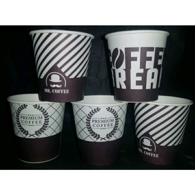 Jual Gelas Kertas/Paper Cup 8 oz Motif, Cokelat, & Polos isi 50 pcs ...