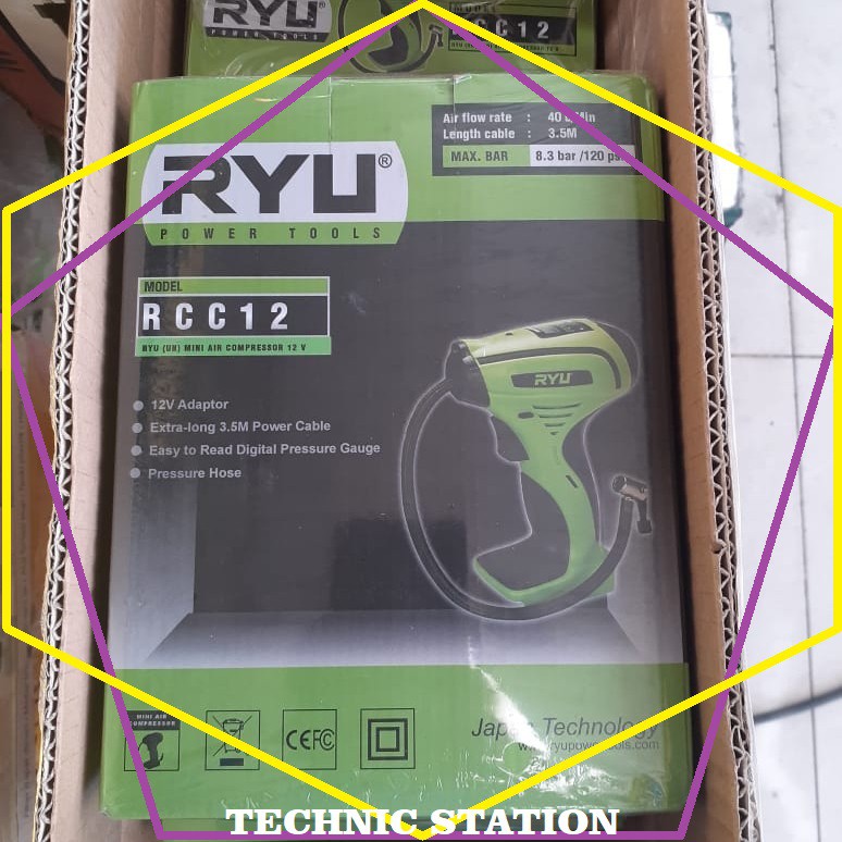 Jual RYU RCC12 Pompa Angin Ban Mobil DC Mini Air Compressor 12V ...