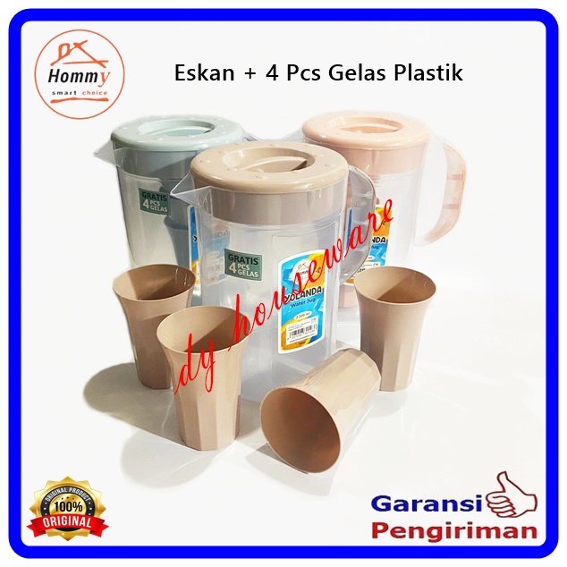 Jual Eskan Air Teko Air Minum Plus 4 Buah Gelas Plastik Bpa Free Hommy Yolanda Shopee Indonesia 9106