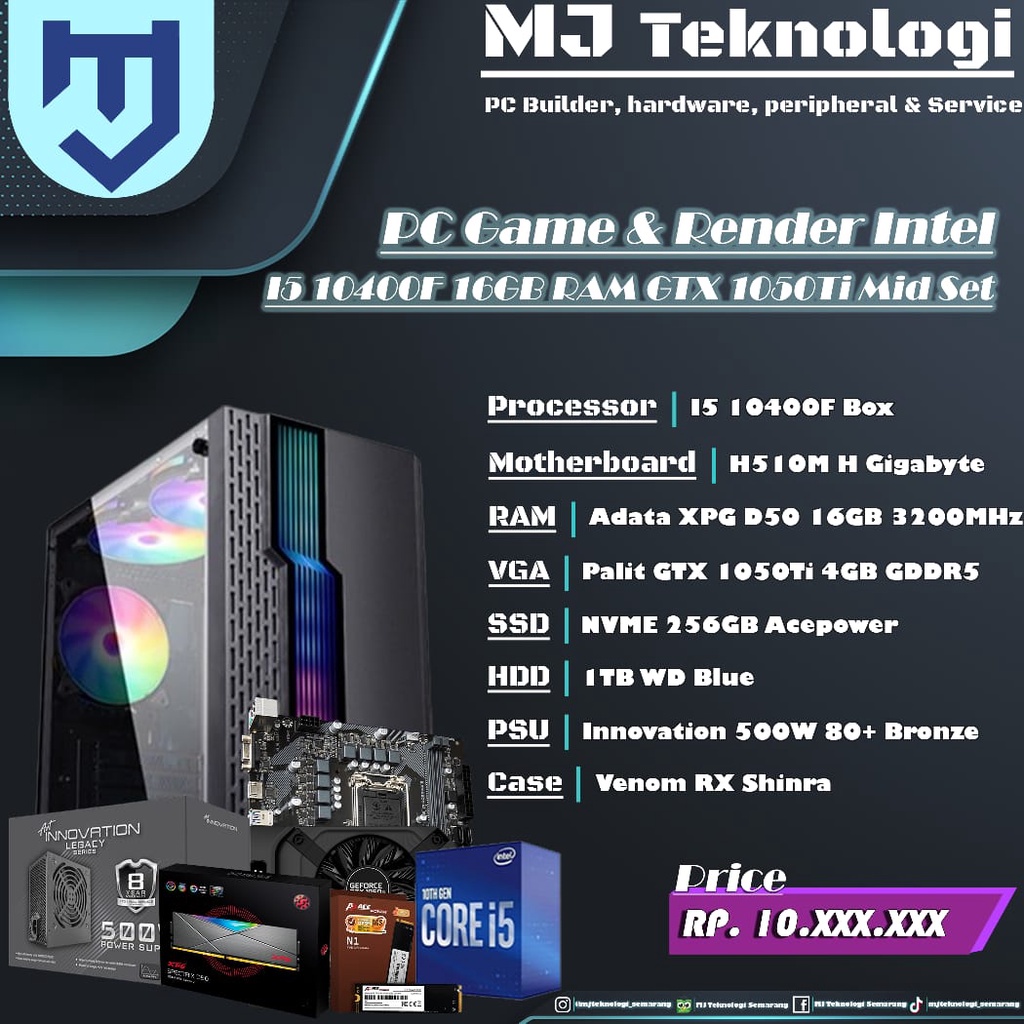 Jual PC RAKITAN INTEL i5 10400F,RAM 16GB | Shopee Indonesia