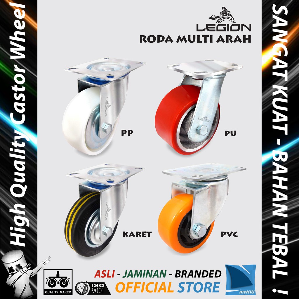 Jual Roda Lori 6" Inch / 150 Mm Multi Arah Besi Caster Troli - Trolley ...