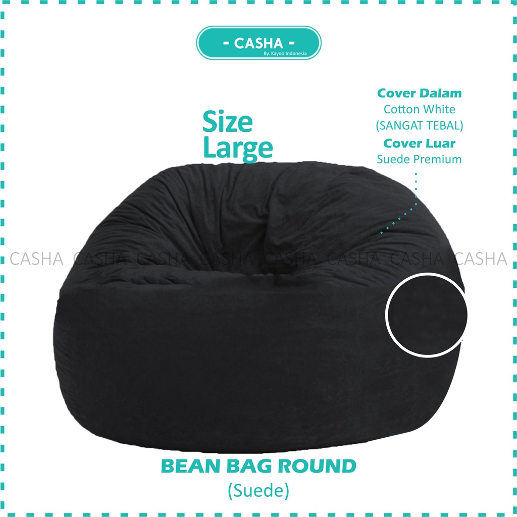 Jual Cargo Casha Round Bean Bag Large Bahan Suede Plus Isi Bean