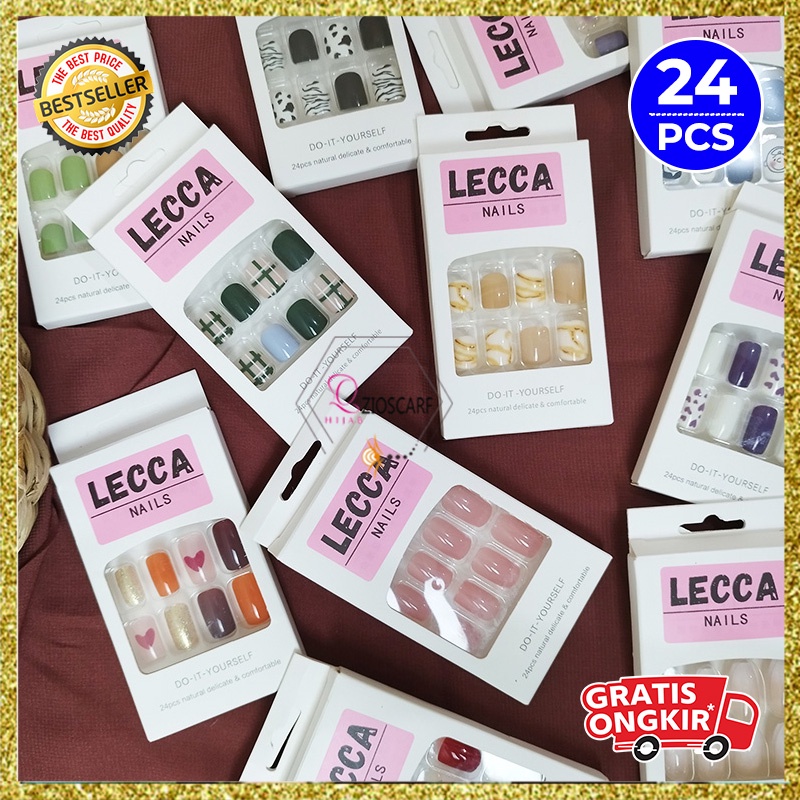 Jual Kuku Palsu 3d Lecca Nails 1 Set 24 Pcs Gratis Lem Motif Lucu