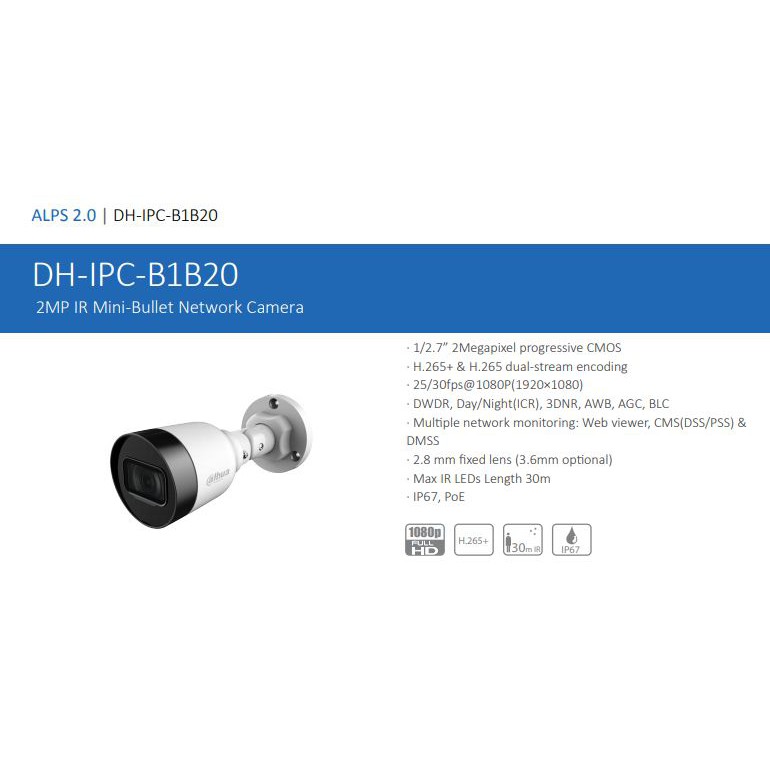 Jual Dahua EZIP IP Camera IPC-B1B20 2MP IR Mini-Bullet Network Camera ...