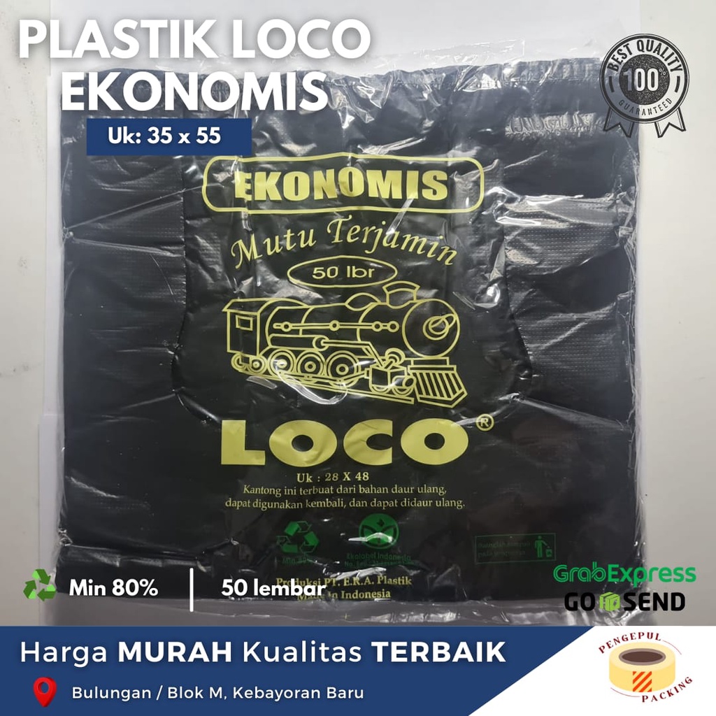 Jual Kantong Plastik Kresek Loco Ekonomis Hitam 35 X 55 Cm Isi 50