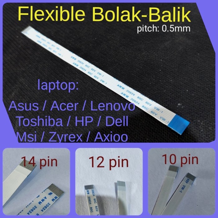 Jual Kabel FLEXIBLE Dua Arah 10pin 12pin 14pin 10 12 14 Pin Bolak Balik Laptop Panjang 15cm ...