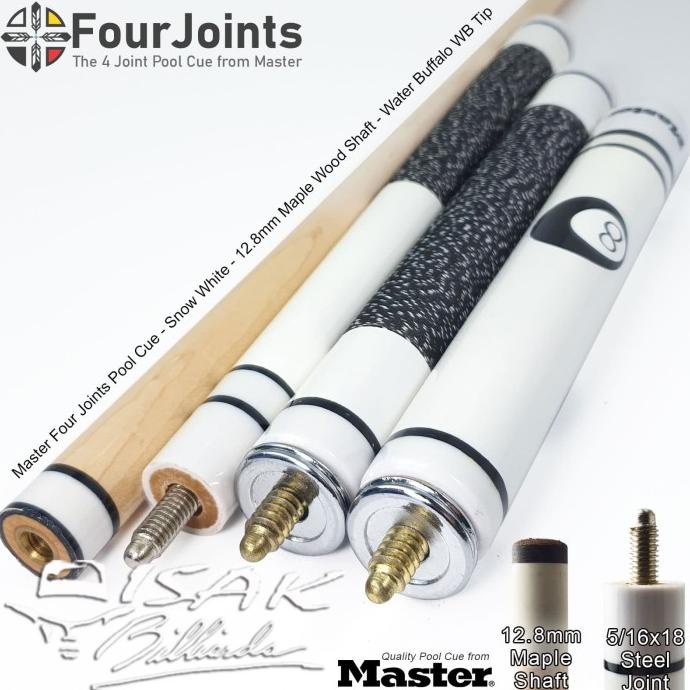 Jual {COD} Master 4 Four Joints Pool Cue White - Maple Billiard Stick ...