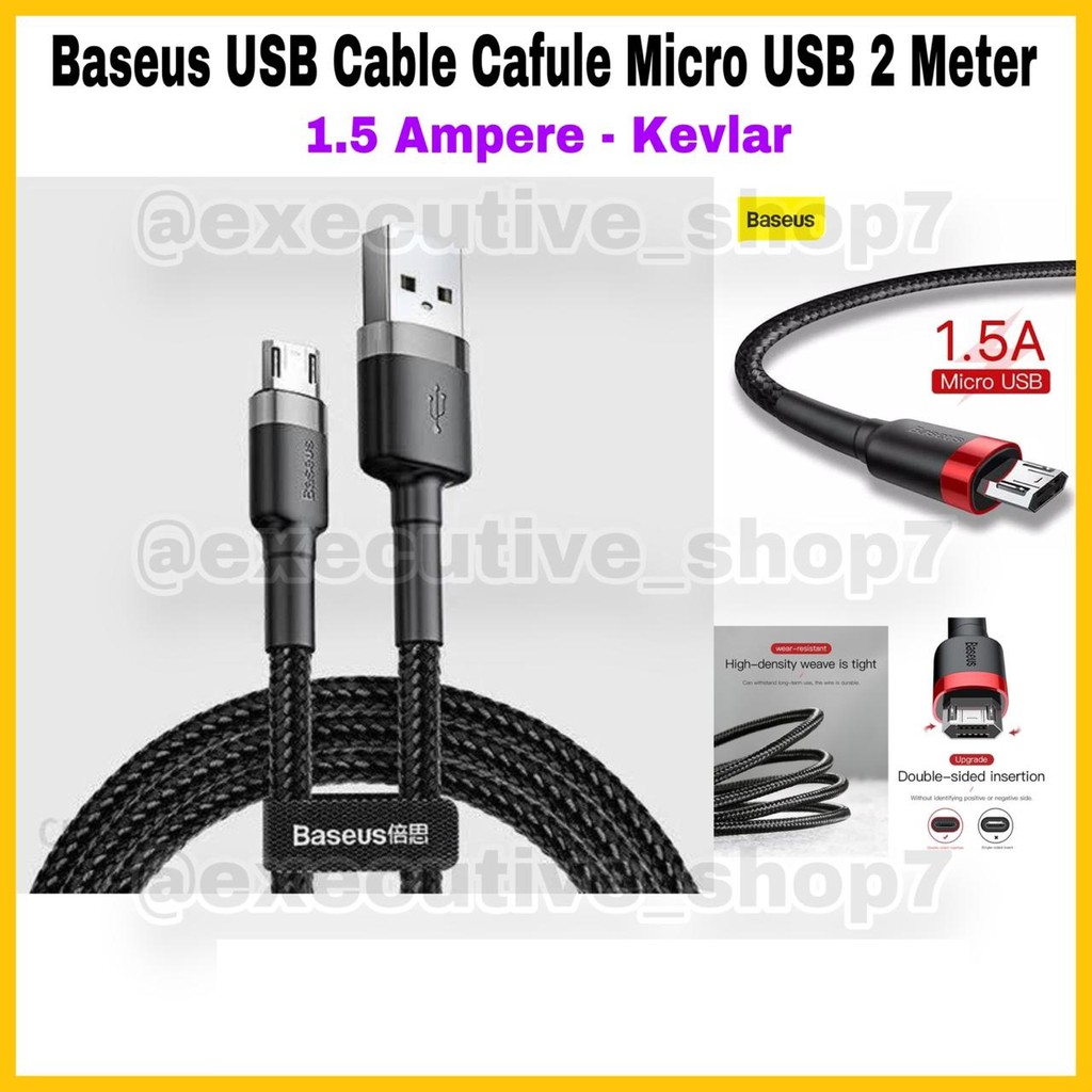 Jual Baseus USB Cable Cafule Micro USB 1.5 Ampere - Kevlar - 2 Meter ...