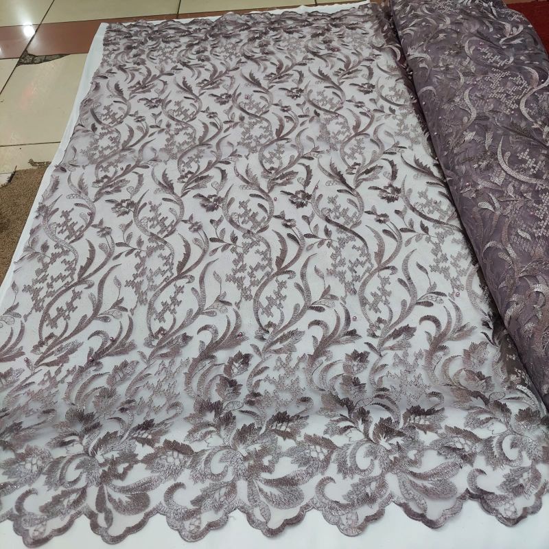 Jual Termurah !!! Kain Tile Akar Bordir Pinggiran Tebal / Bahan Brokat ...