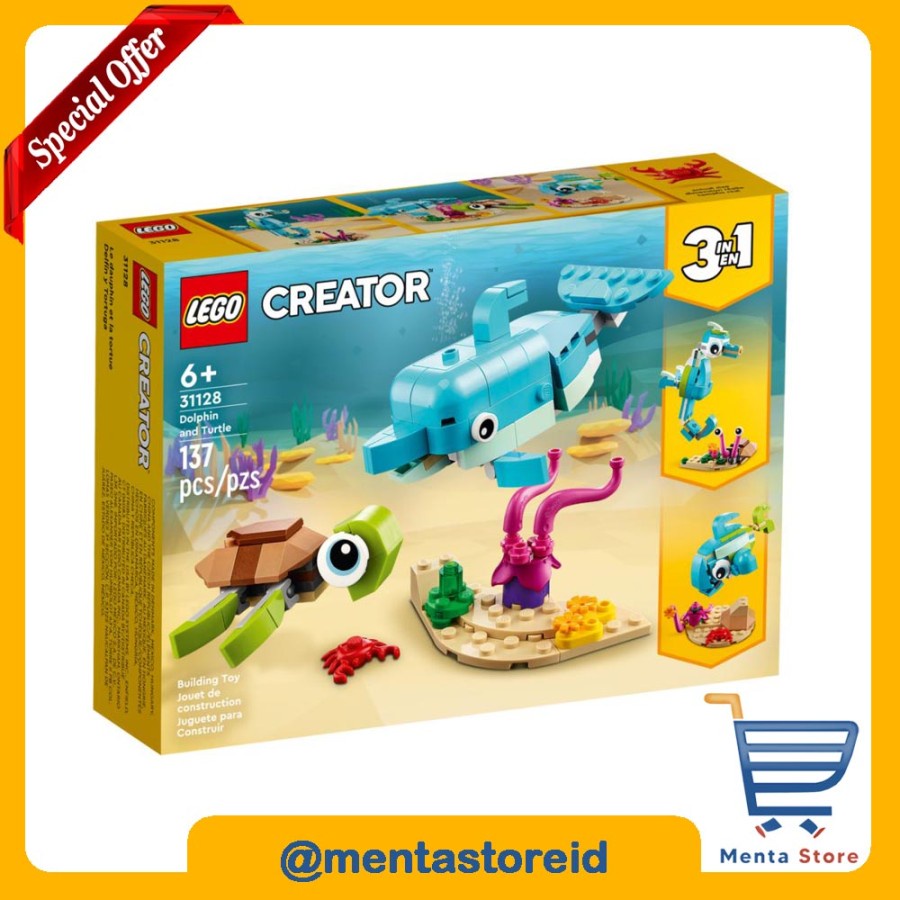 Jual LEGO Creator 31128 Dolphin and Turtle 3in1 Model Cute Water Animal ...