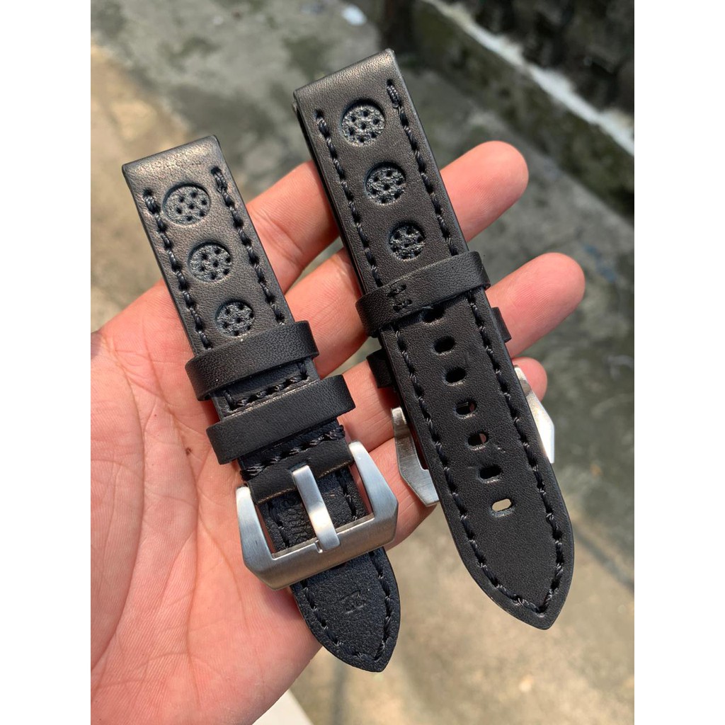 Jual STRAP TALI JAM TANGAN KULIT HITAM MODIF BULAT NAVIFORCE
