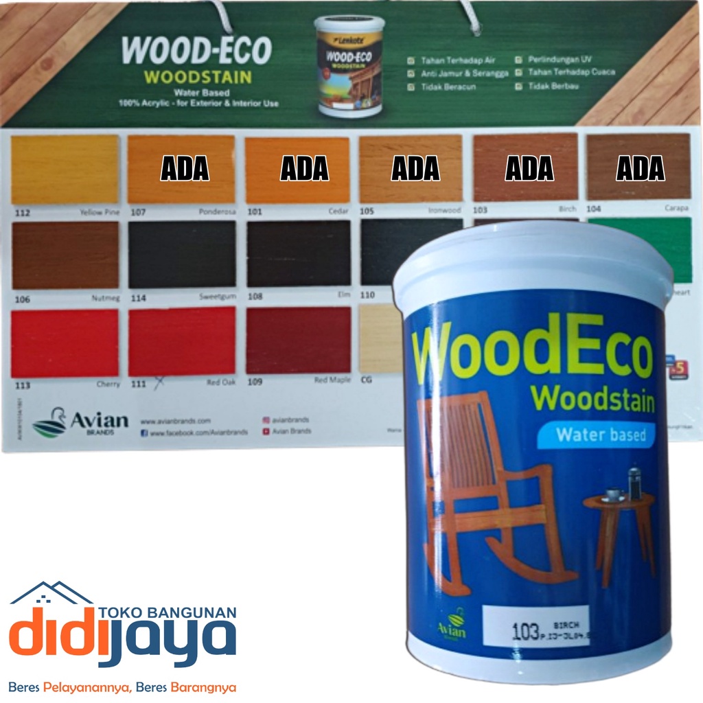 Jual Cat Politur Kayu Lenkote Wood Eco Woodstain Water Base Liter