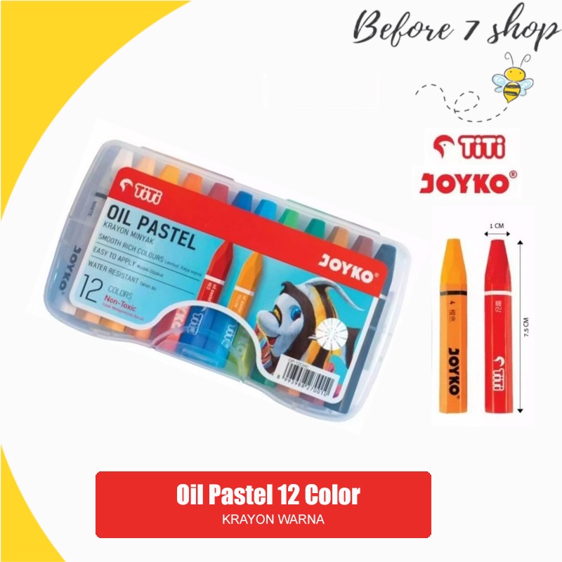 Jual Crayon Titi Joyko 12 Warna Oil Pastel 12 W Krayon Minyak Isi 12w