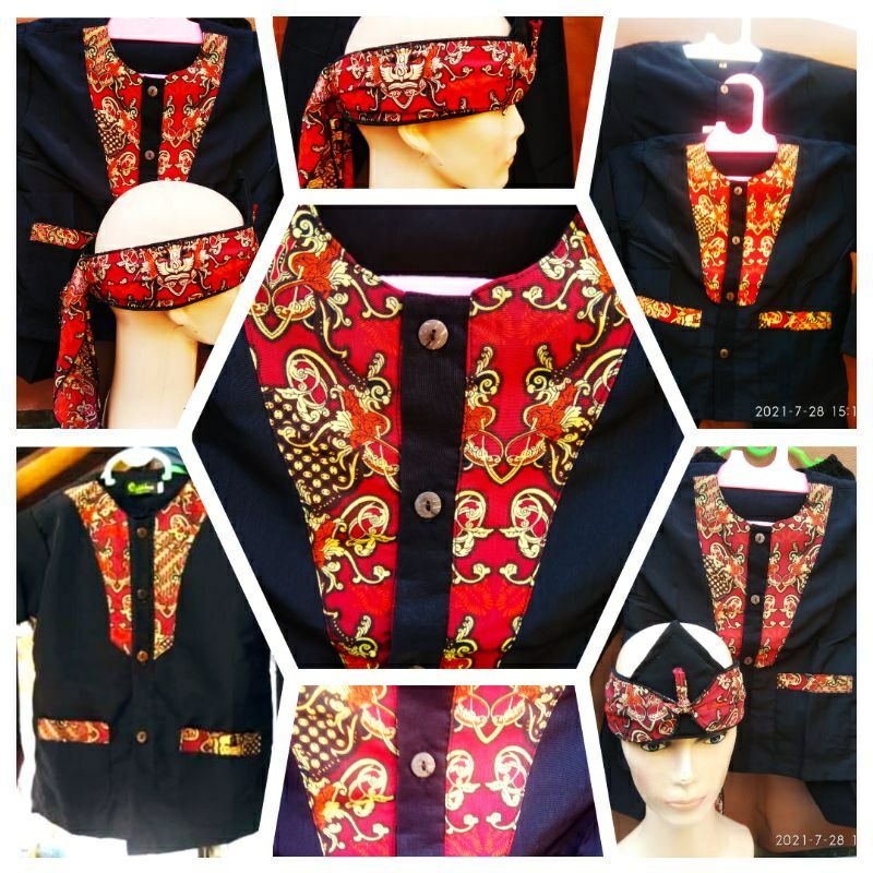 Jual Baju pangsi sunda anak sekolah free iket/stelan seragam pangsi