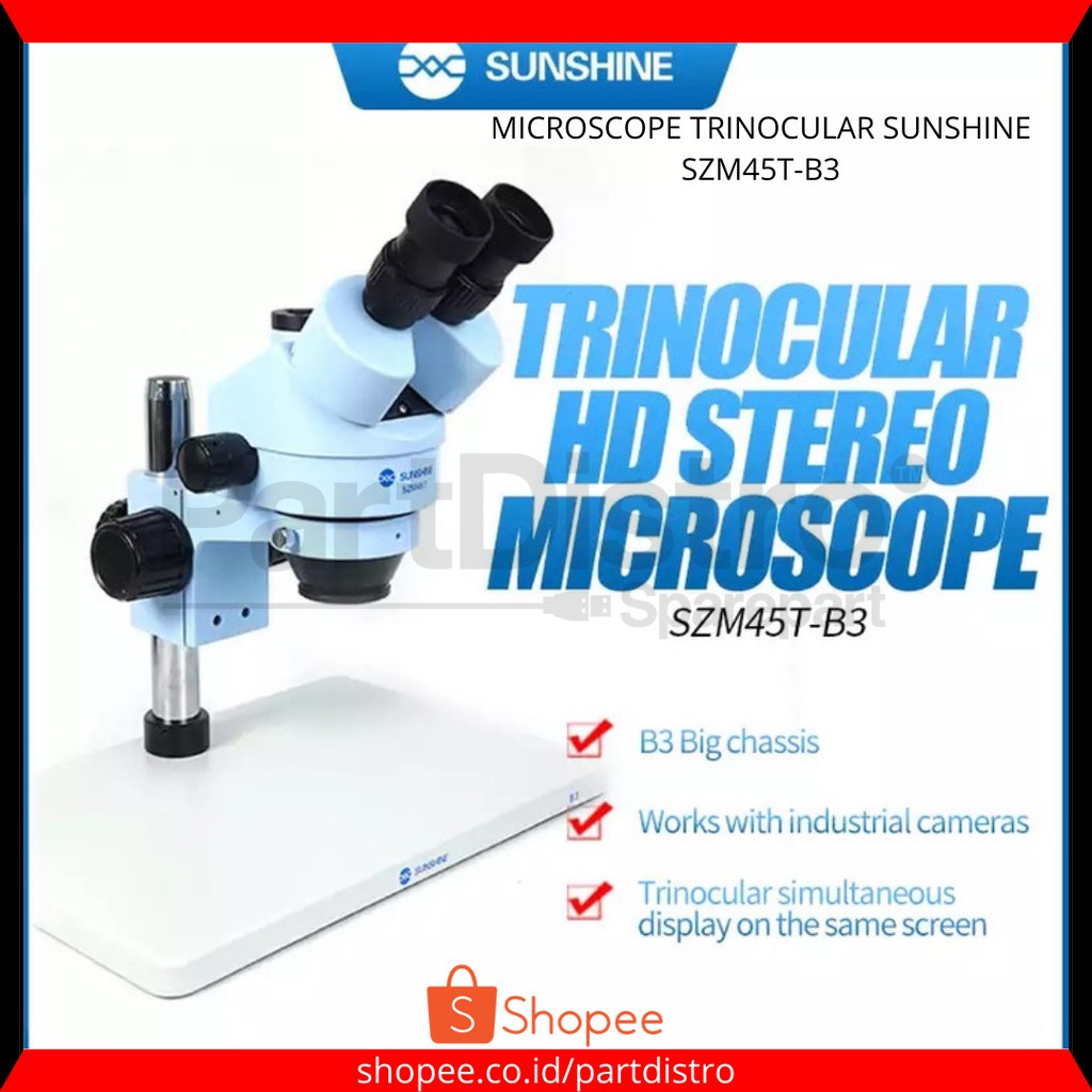 Jual MICROSCOPE TRINOCULAR SUNSHINE SZM45TB3 + LED Shopee Indonesia