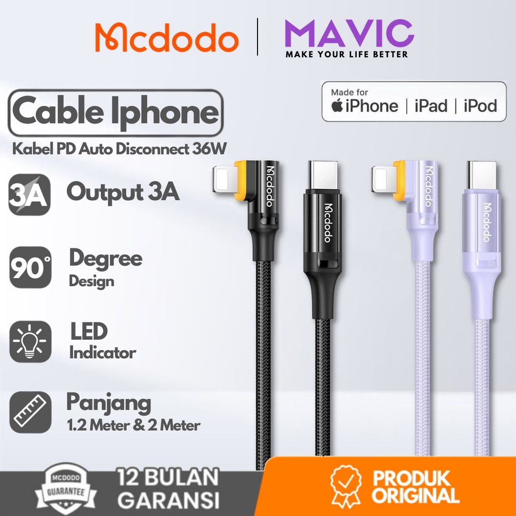 Jual MCDODO CA-126 Kabel Charger Type-C To Lightning Auto Disconnect ...
