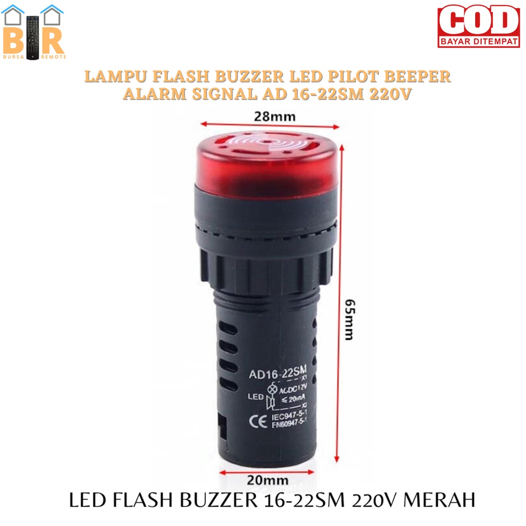Jual Pilot Lamp LED Volt + Ampere Meter Alarm Signal AD 16-22SM 220V ...