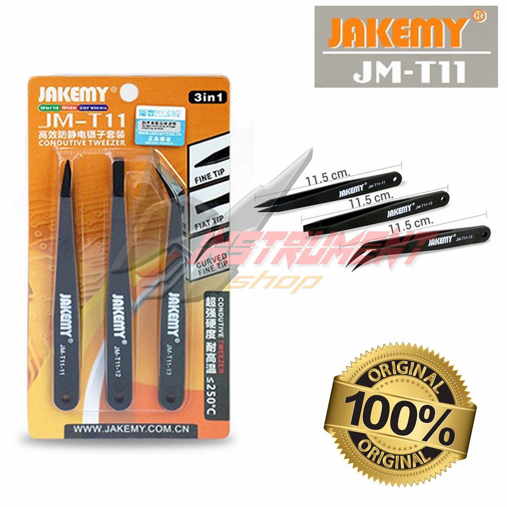 Jual Pinset 3in1 JAKEMY T11 Flat Curved Pointed Tweezer - Gunpla Mecha ...