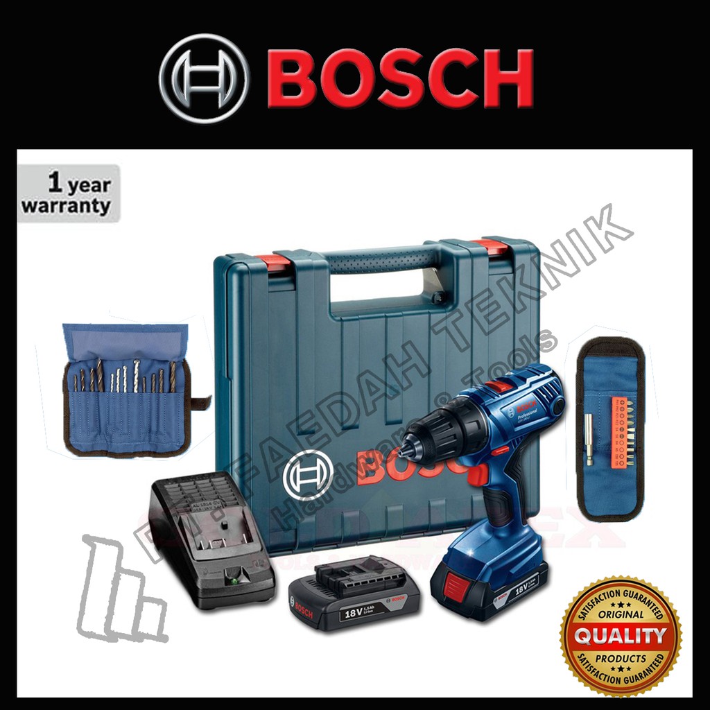 Jual Bosch Bor Tembok Baterai Cordless GSR 180 LI 18V + Accessories Kit ...