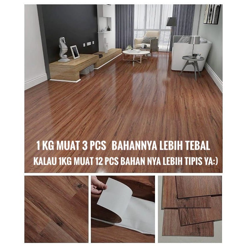 Jual Vinyl Lantai Kayu Tebal Premium Floor Wallpaper Sticker Tempel