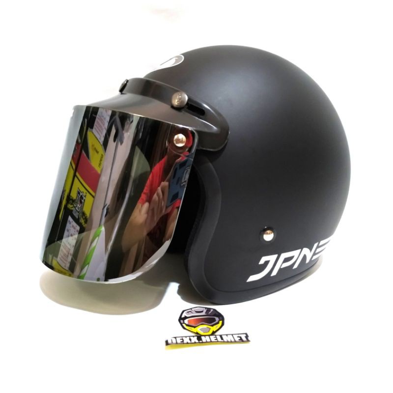 Jual Paket Helm Bogo Jpn Original Kaca Datar Injak Hitam Silver Pelangi