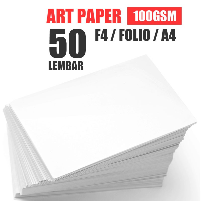 Jual 50 Lembar Kertas Art Paper 100 Gram GSM Artpaper F4 Folio A4 ...