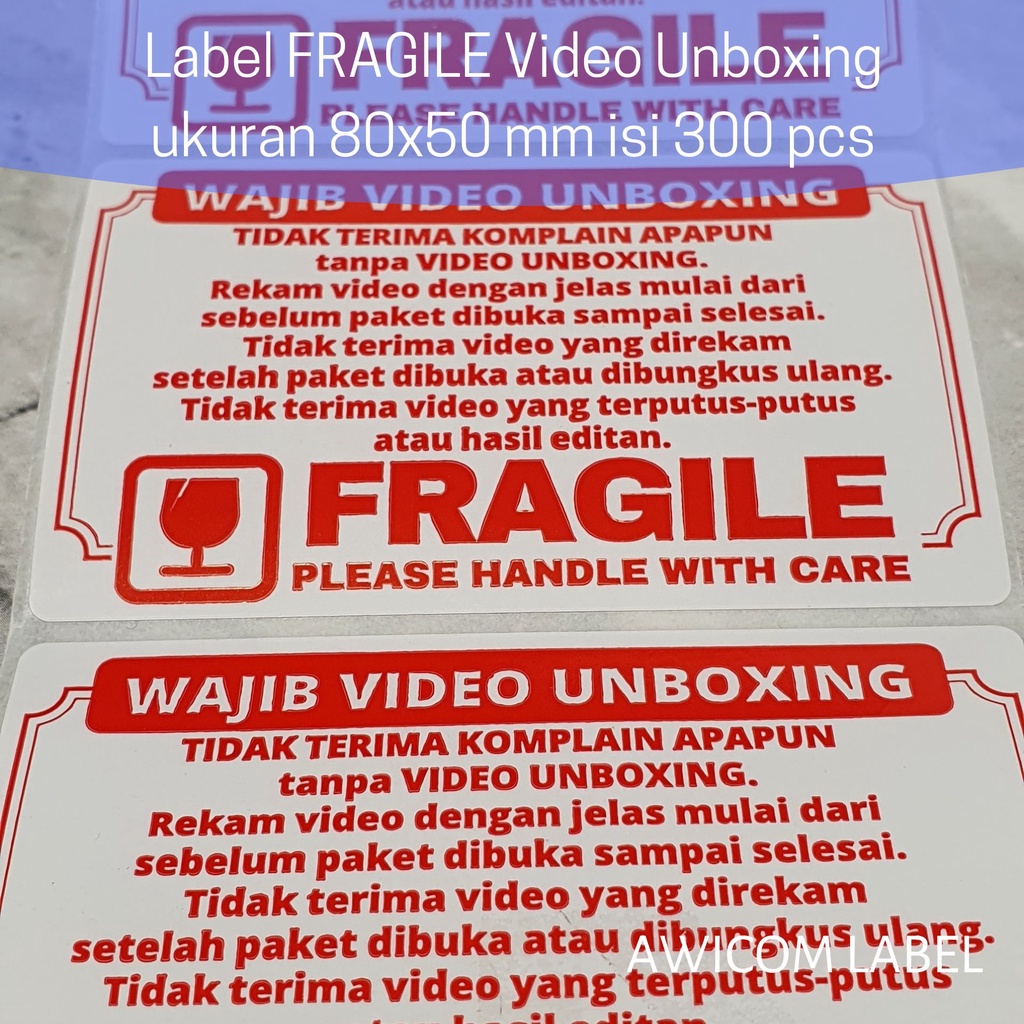 Jual Swbb Label Sticker Fragile Wajib Video Unboxing Stiker Perhatian Online Shop X Isi