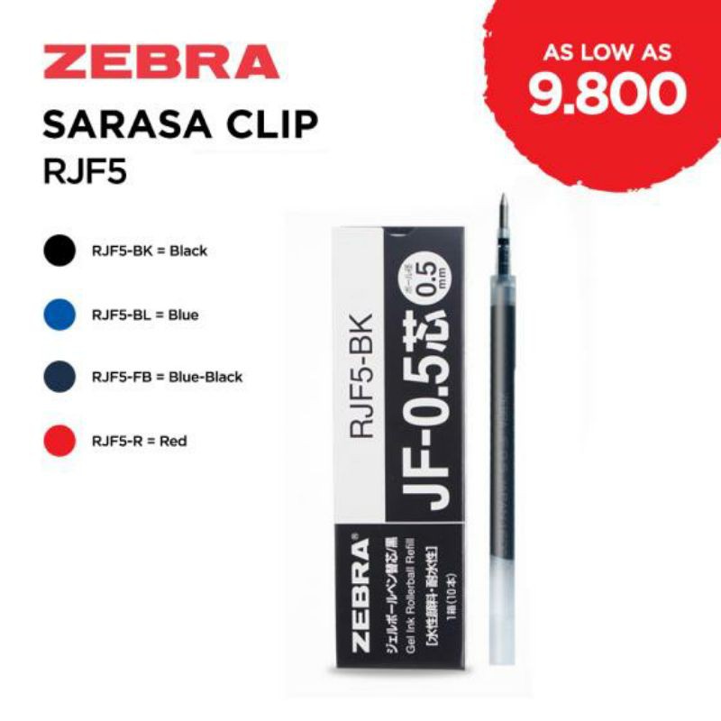 Jual (CO PACKING) ZEBRA SARASA CLIP REFILL 0.5 BLACK | Shopee Indonesia