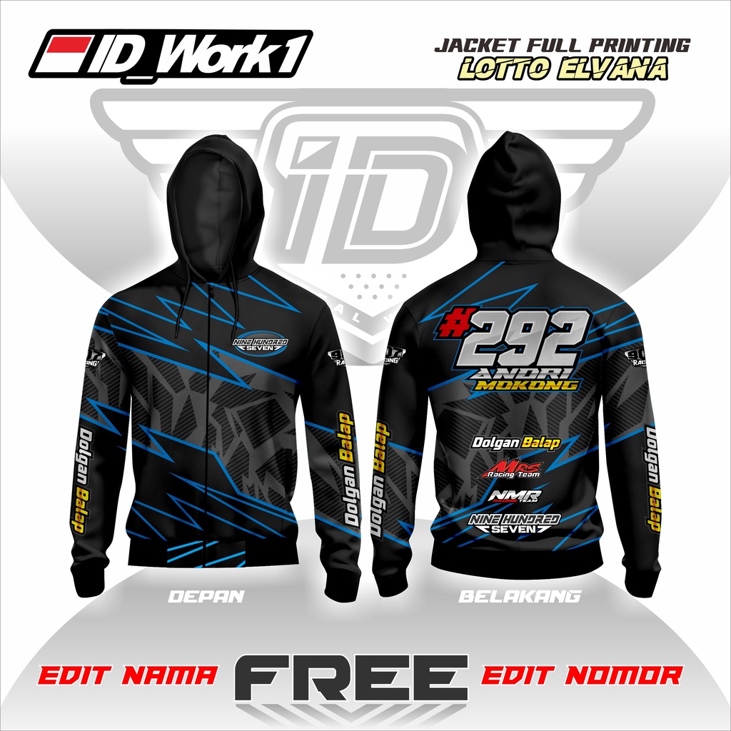 Jual jaket racing keren fullprinting free desain, GRATIS tambah nama ...