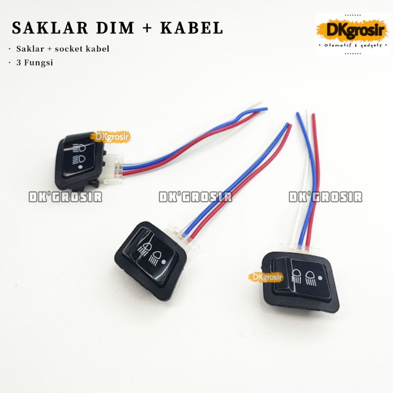 Jual Tombol Saklar Dim On On Off Socket Kabel Saklar Jauh Dekat Universal Saklar Lampu