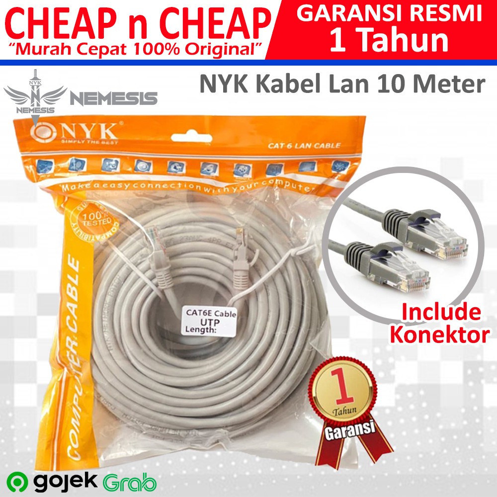 Jual NYK Kabel Lan Cat 6 10M UTP Patch Cord Data Internet STB Router ...