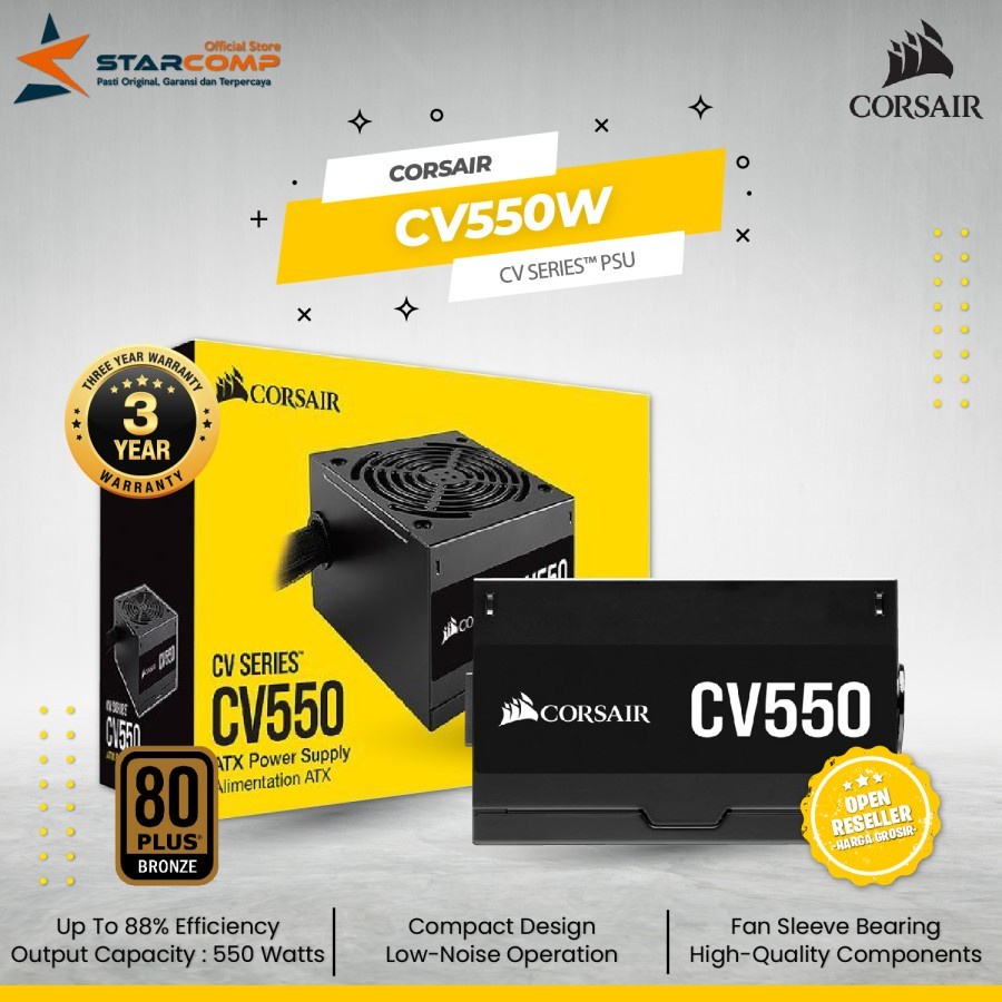 Jual Corsair CV550 550 Watt 80+ Bronze Power Supply 550W PSU | Shopee ...