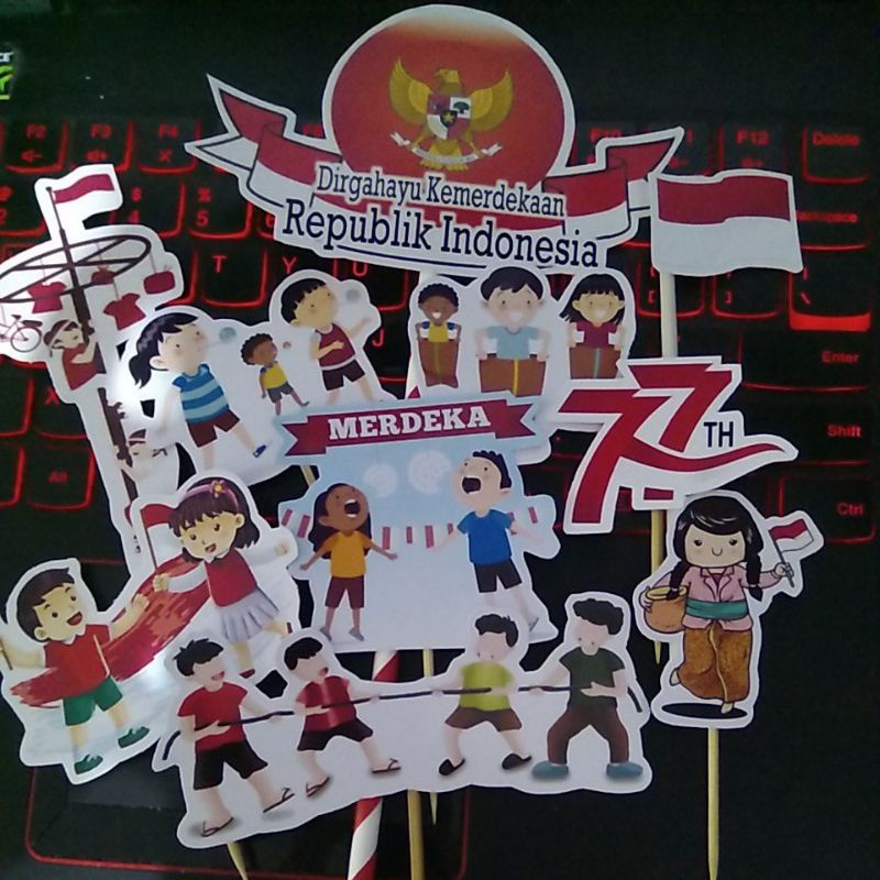Jual cake topper hiasan kue nasi tumpeng dirgahayu kemerdekaan Republik