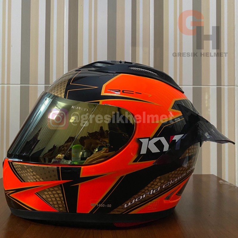 Jual KYT RC7 SERI 16 BLACK ORANGE HELM KYT RC7 SERI 16 BLACK RED