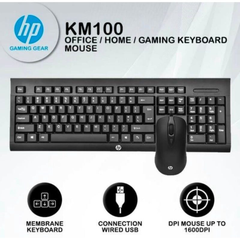 Jual KEYBOARD MOUSE HP COMBO USB KM 100 | Shopee Indonesia